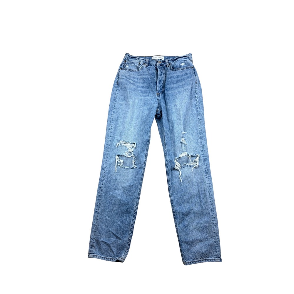 Denim Forum The BF High Rise Loose 28L Distressed Light Wash Blue Jeans Size 28